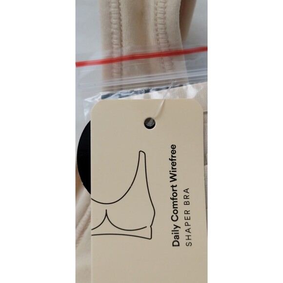 Truekind Womens Sz L Daily Comfort Wireless Shaper Bra w/ Extender Nude 10022 - Picture 4 of 13